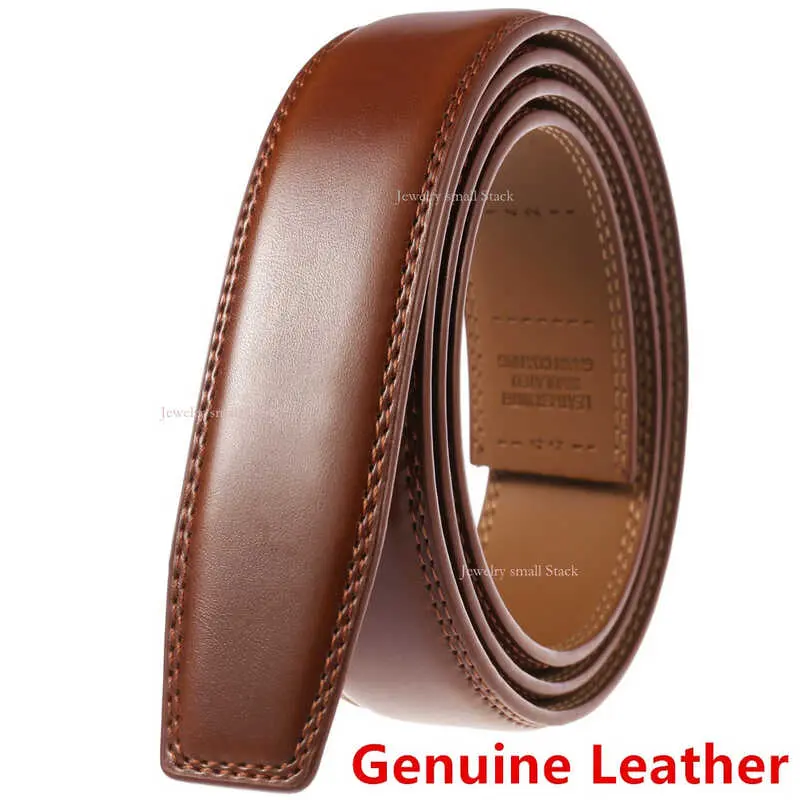 High Quality Male Genuine Leather Belt Waist Strap Men Suit for All Automatic Cowhide Belts Black Brown Without Buckle