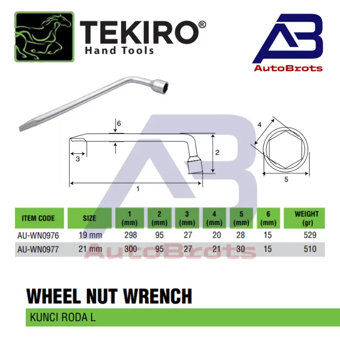 TEKIRO Kunci Roda L 19 / 21mm / Wheel Nut Wrench 19 / 21mm 1