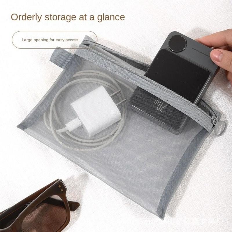 Toiletry Bag Transparent Cosmetic Bag With Zipper Mesh Mesh Pouch Toiletry Wash Bags Travel 4