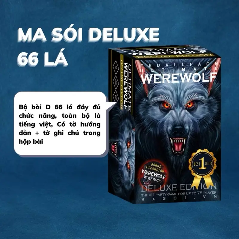 Bài ma sói Deluxe loại 21 lá và 66 lá, phiên bản Tiếng Việt, bộ bài boardgame được ưa chuộng, phù hợp với mọi lứa tuổi 4
