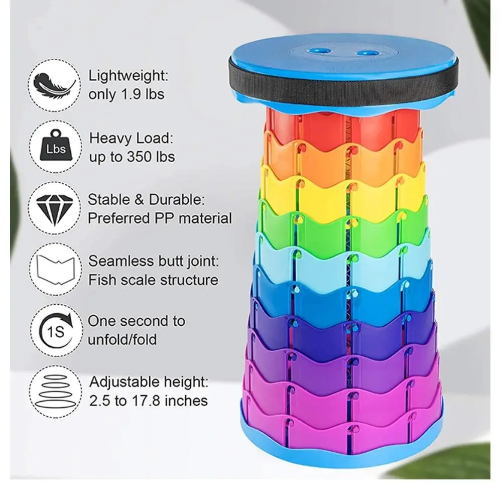 【SG Ready Stock】Portable Telescopic Stool Outdoor Foldable Collapsible Stool Sturdy Lightweight Retractable Chair  Seat for Fishing Camping Picnic
