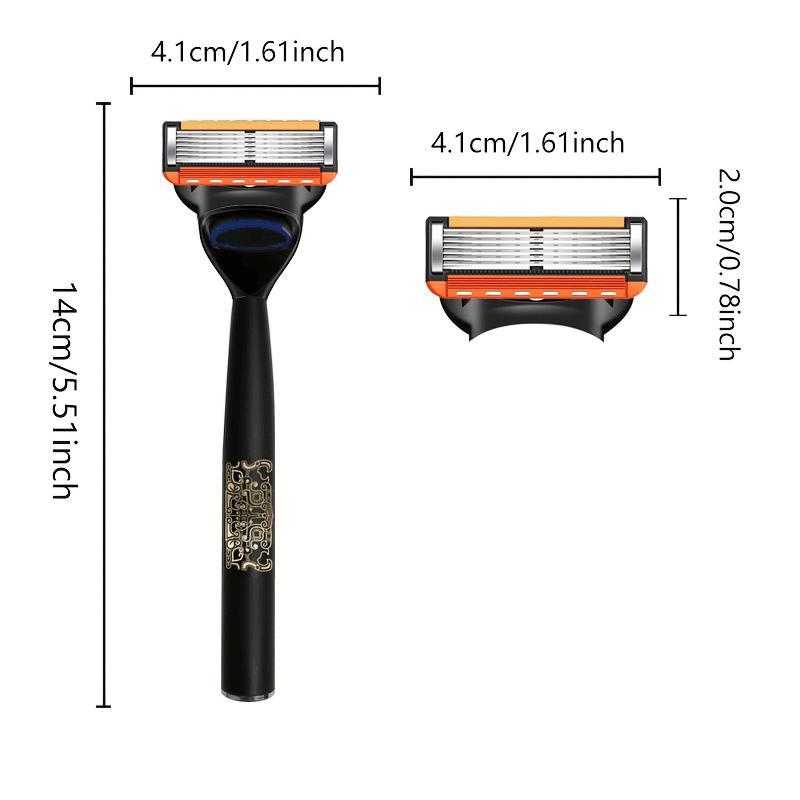 Product Introduction of 6 Layer Manual Razor & 8 Replacement Blade Heads, Classic Men's Shaving Tool, Smooth Shaving Tool, Washable Shaving Tool for Men 1