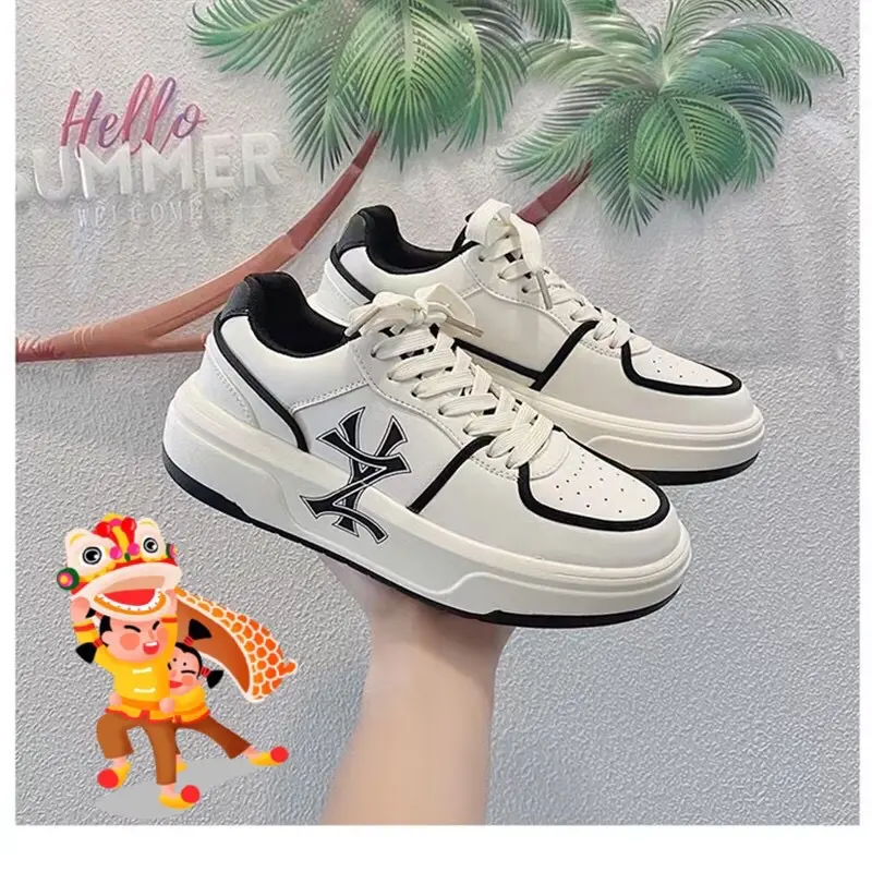 [Full box] Giày Sneaker Chun.ky NY(chữ NY k bị ngược) trắng viền đen full size nam nữ Shoes Đế Bằng us 13 party giày thể thao đơn giản standard nền tảng Khỏe mạnh Knot giàykhoávặn không có hàn quốc