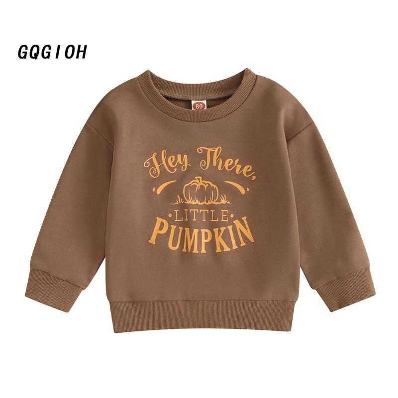 Kids Halloween Sweatshirt, Long Sleeve Pumpkin Letters Print Hoodie 0