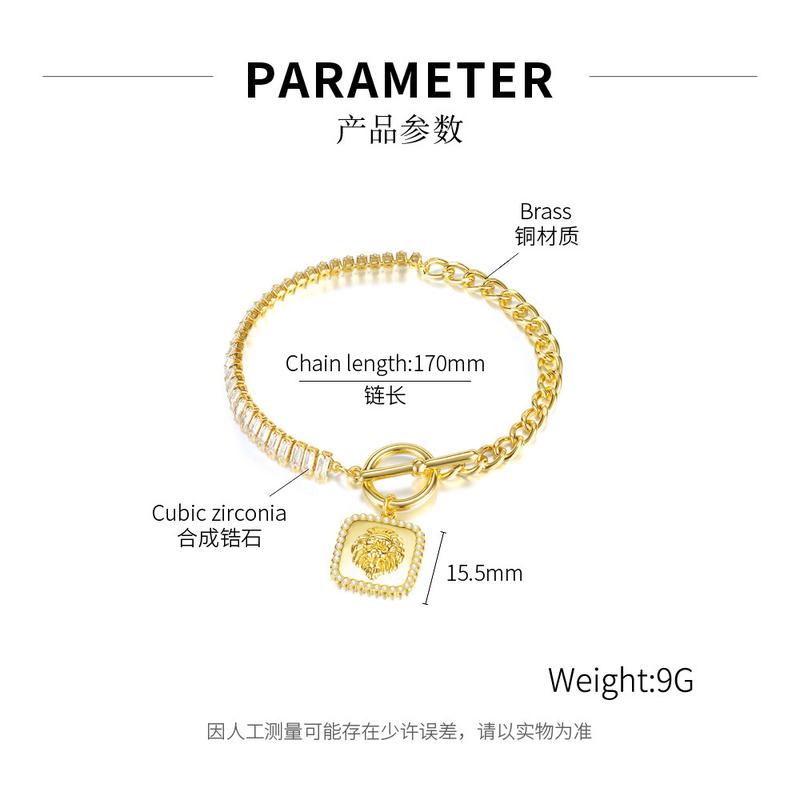 Product Introduction of European and American Hot-Selling Simple Retro Patchwork Bracelet Square Pendant OT Buckle Design Copper Bracelet for Women - Basjoo Studio 8