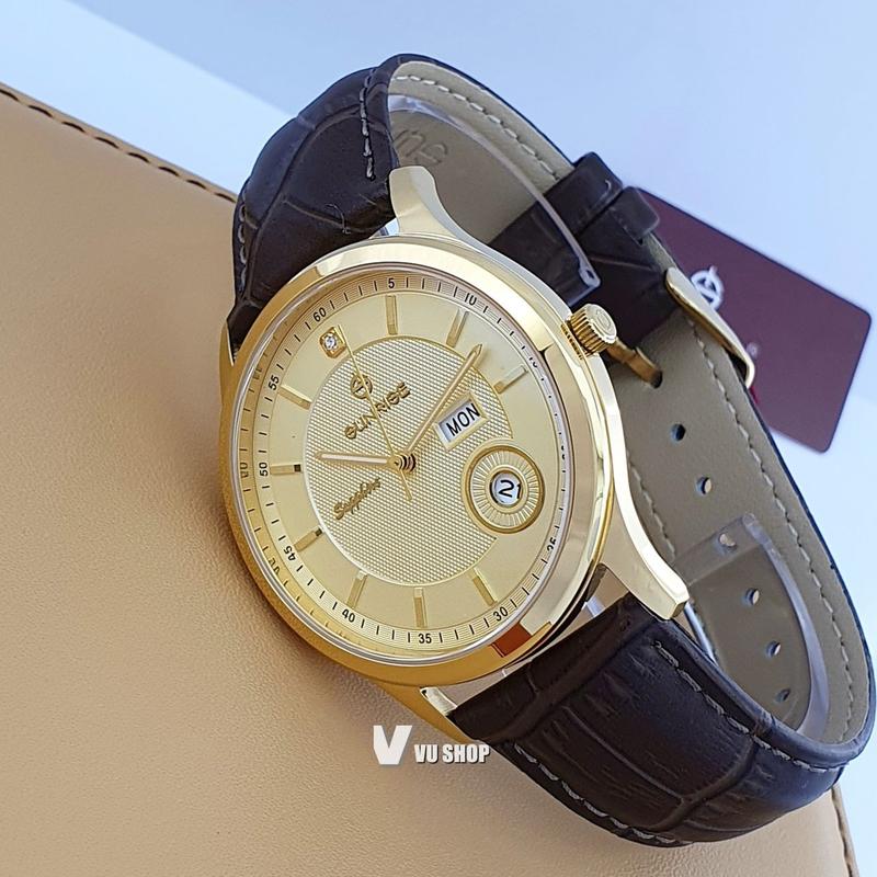 Đồng hồ nam SUNRISE DM782PWA Dây da Kính Sapphire Chính hãng