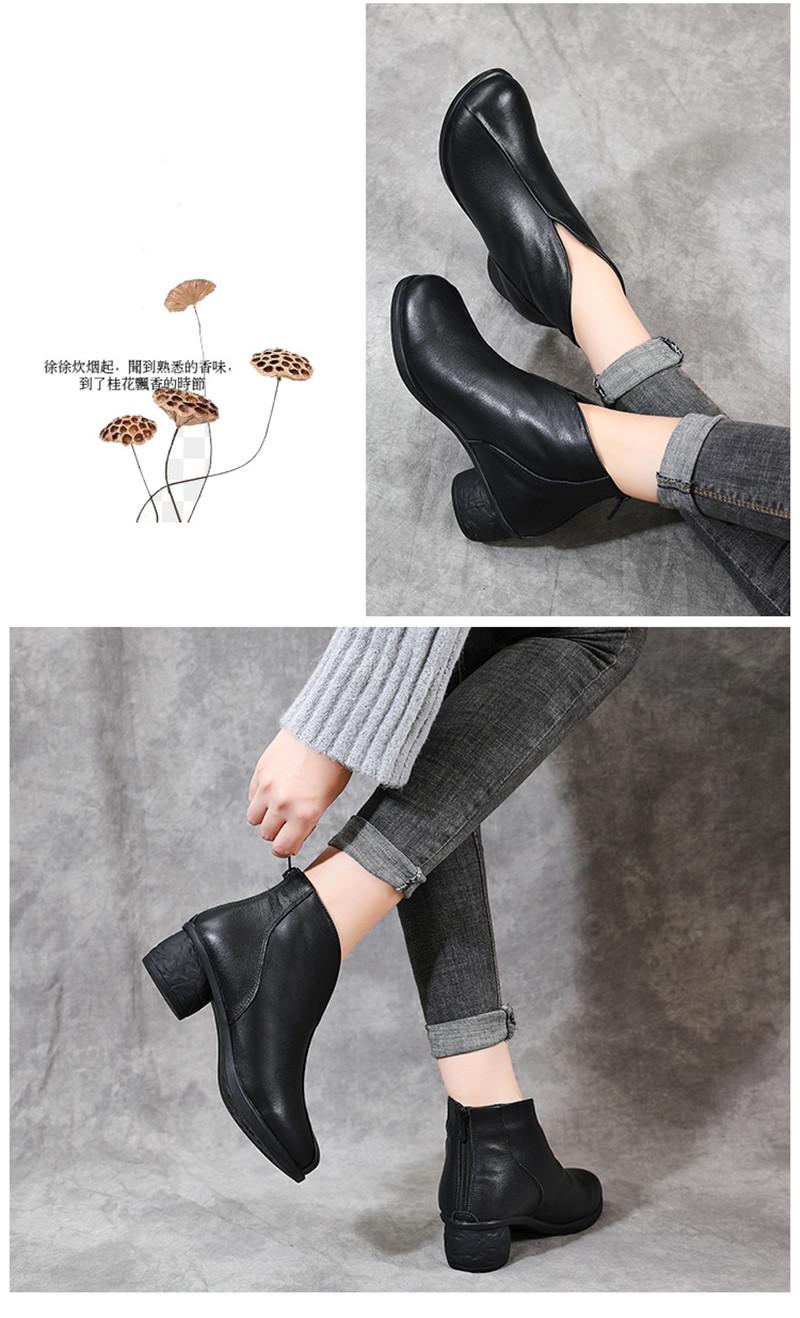 Product Introduction of Genuine Leather Winter Boots Women Chelsea Shoes Booties Woman Ankle Boots Platform Shoes Botines Mujer 12