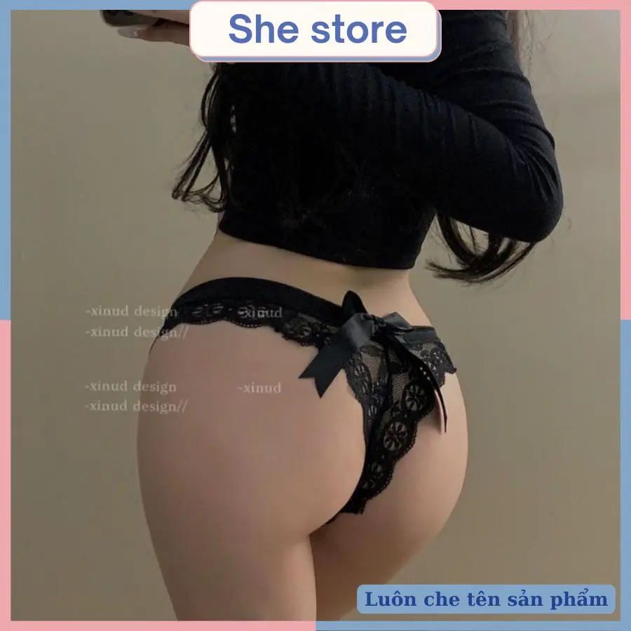 Quần lót khe ren sexy đính nơ - Quần lót nữ khe ren