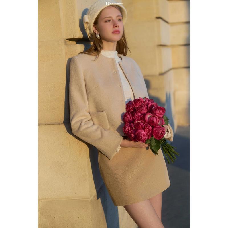 Áo Khoác Dáng Ngắn Cổ Tròn 5C03.2510. Áo Khoác Dạ Công Sở Thanh Lịch Thu Đông. Áo Khoác Croptop Sang Trọng Thiết Kế JM