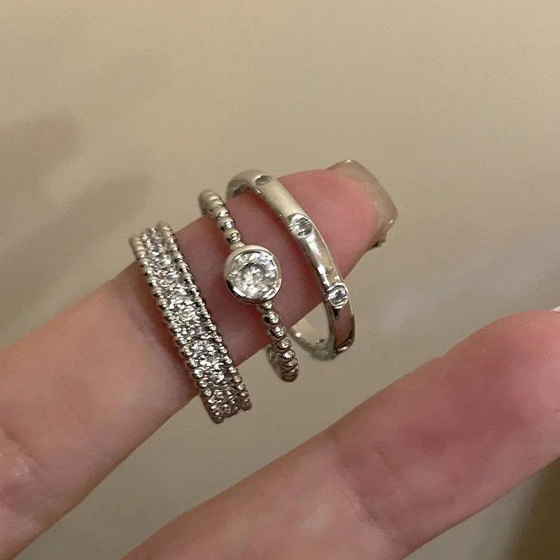 Product Introduction of 3 Pcs/set Y2K Purple Color Heart Zircon Rings for Women Fashion Retro Gothic Shiny Queen Ring 2024 Hot Party Gifts Lucky Jewelry 3