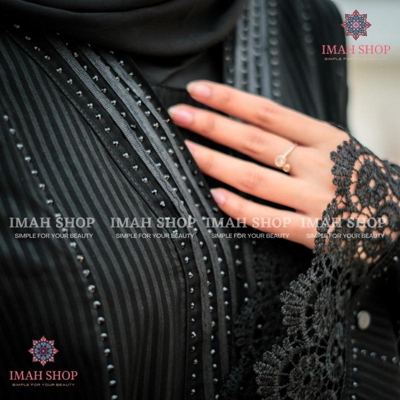 Abaya Hitam Turkey Gamis Syari Muslimah Embos Hitam Kombinasi Renda Dress Arab Saudi Mata Hitam 951 6