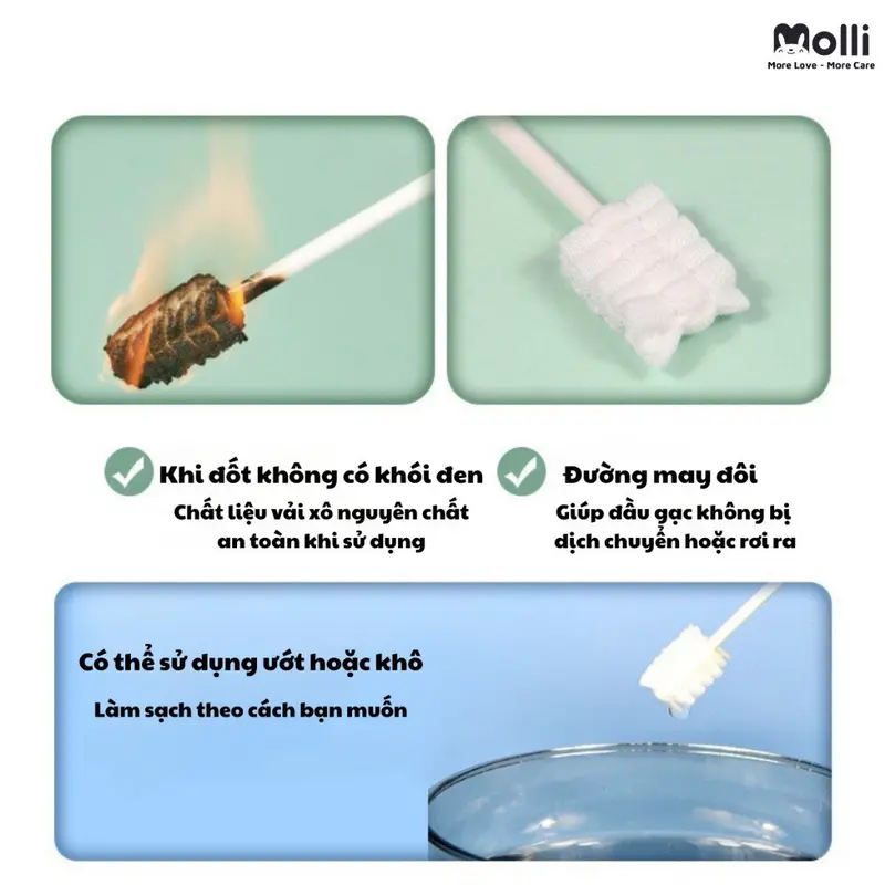 Hộp 30 que gạc tưa lưỡi cho bé Molli tiệt trung an toàn 6