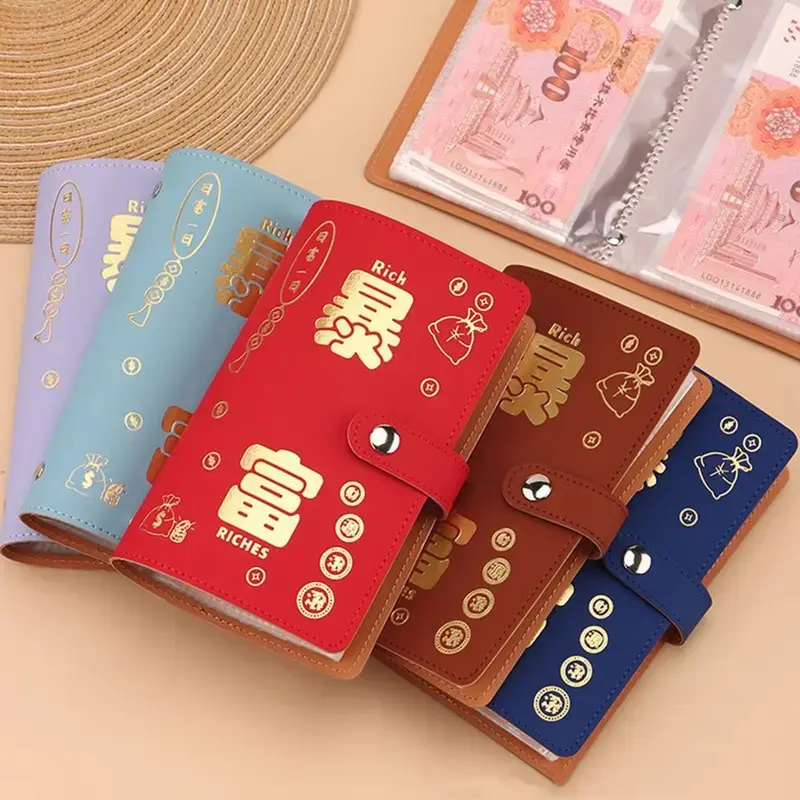 Get Rich Overnight 100 Envelopes Money Saving Challeng PU Large Capacity Mini Binder Savings Challenge Waterproof Save Money