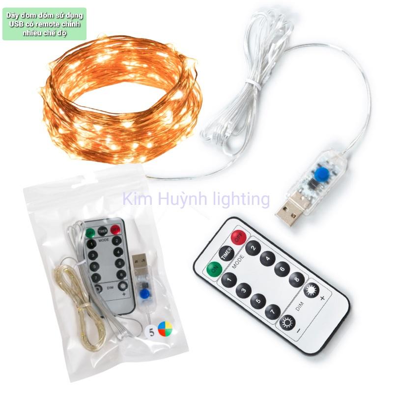 Dây đèn led đom đóm Fairy Light kèm remote chỉnh 8 chế độ nháy, đầu cắm USB