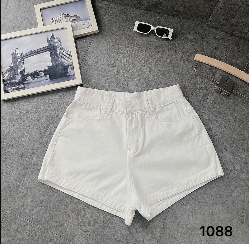 [55-85kg] Quần Short Trắng Trơn jean Nữ Bigsize  Lưng Cao SANJEANBIGSIZE