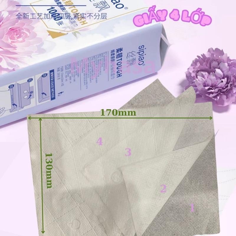 Product Introduction of Thùng 10 Bịch Giấy Ăn Treo Tường Đa Năng SIPIAO Hoa Hồng ,Khăn Rút Treo Tường 4 Lớp 1100 Tờ Dai Mềm Tiện Ích Giấy Vệ Sinh chổi  nhựa chổi  bông 7