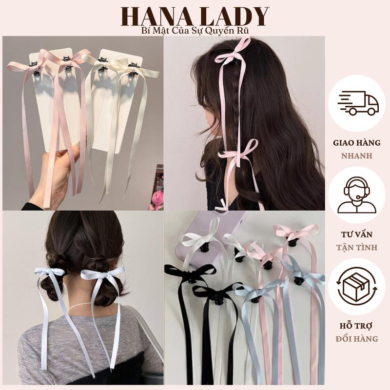 Kẹp Tóc Nơ Ruy Băng Dáng Dài - Kẹp Càng Cua Mini Đính Nơ Lụa Xinh Xắn Ngọt Ngào PKT036