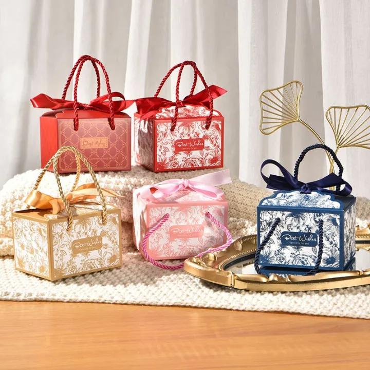 Com bo 02 Hộp quà cưới tặng khách hộp quà nhỏ hộp đựng kẹo phong cách châu Âu