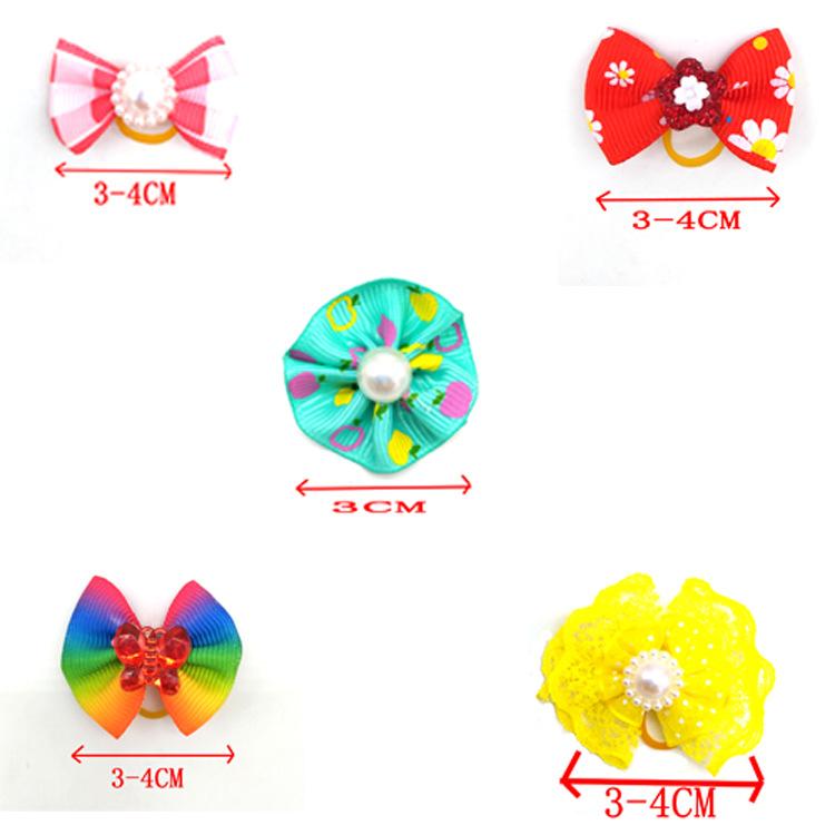Product Introduction of 50/100 pcs New Pet Pet Dog Cat Hair Bows Rubber Bands Rubber Bands Diamond Dog Accessories Small Dog Pet Supplies Cute 10
