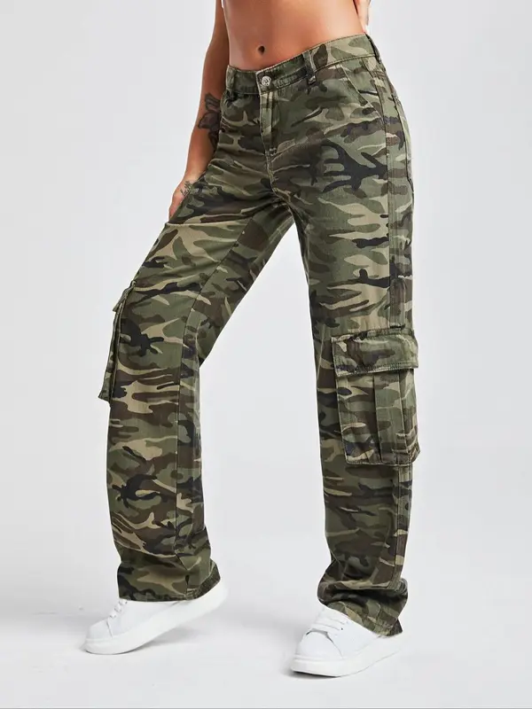 Women's Camo Print Straight Leg Jeans, Street Fashion Casual Denim Pants for Daily Wear, Ladies Bottoms for All Seasons 6