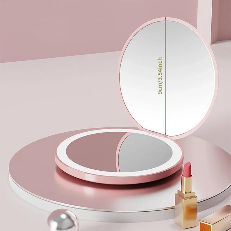 Makeup Mirror Light Mini Portable LED Light Hand Hold Cosmetic Mirror Foldable Lightweight Mini Design Pocket Mirror 5