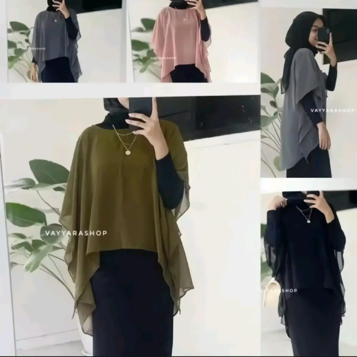 BAJU ATASAN OUTER BAHAN CERUTYBABYDOLL MODEL SAYAP KELELAWAR Fit Muslim Wanita Atasan Cantik Cardigans