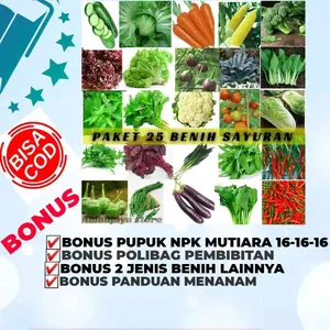 Paket hemat 25 JENIS BENIH SAYURAN + BONUS polibag semai, pupuk dan benih lainnya