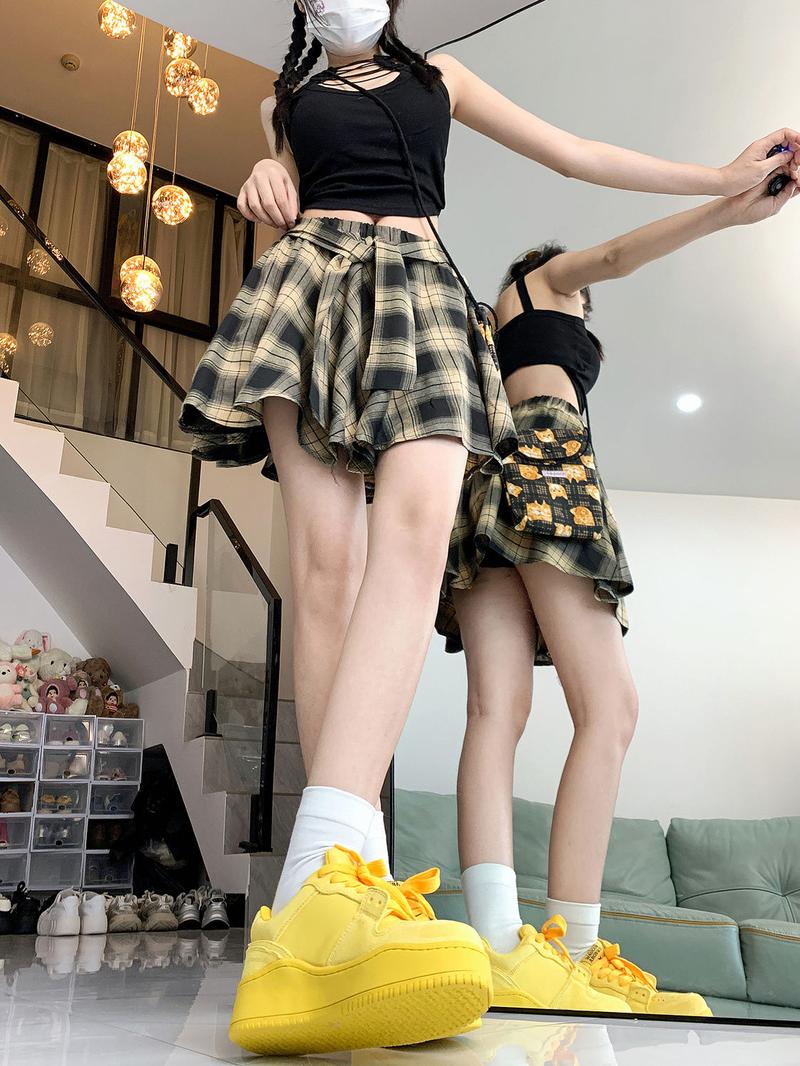 Product Introduction of [Yzw]Chân Váy Kẻ Sọc Cổ Điển Bất Đối Xứng Dành Cho Nữ, Mùa Hè Dễ Phối Đồ Mỏng Vừa Vặn, Chống Lộ, Chân Váy Xếp Ly Chữ A Cô Gái Nóng Bỏng Mỹ 15