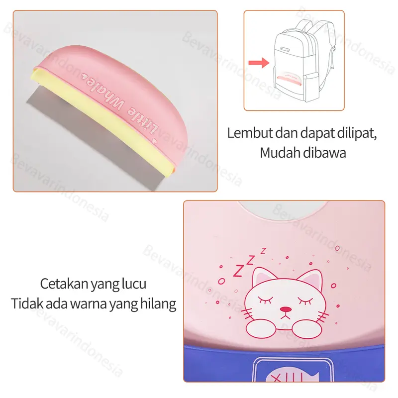 Bevavar Celemek Makan Bayi Lucu Baby Bib Slabber Silikon Anti Air 7