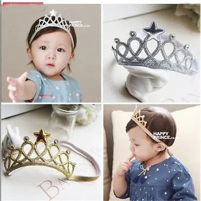 Baby Girl Princess Crown Headband Elastic Rhinestone Tiara Hair Head Band Hair Accessories
