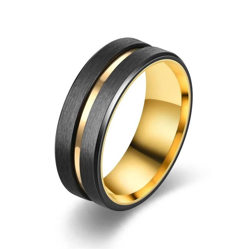 Product Introduction of New Fashion 8mm Stainless Steel Rings for Men Women Black Purple Groove Men Promise Rings 반지 Wedding Party Jewelry Кольца 17