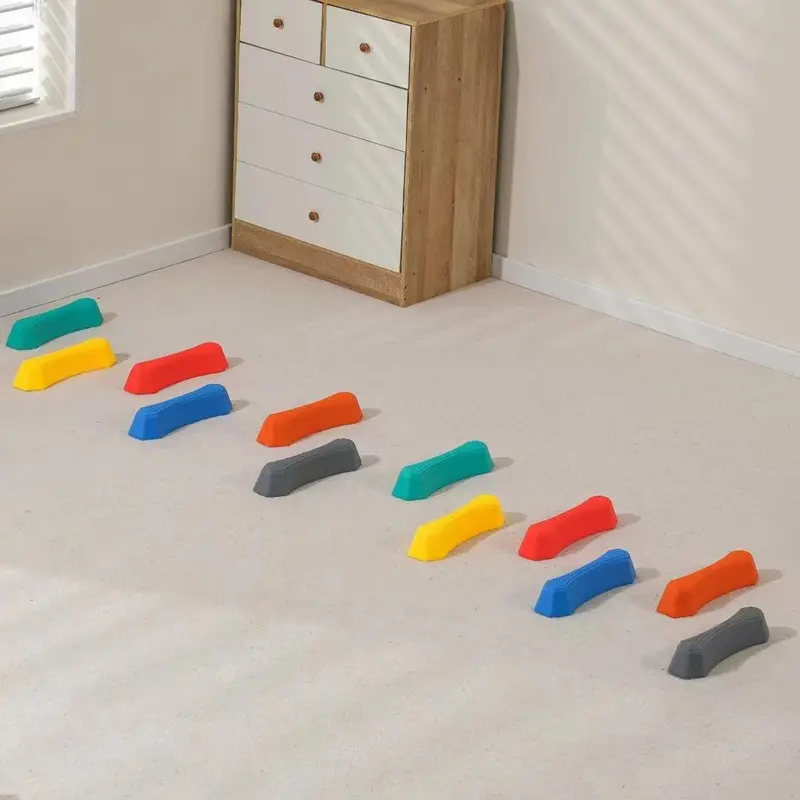 Colorful River Stone Design Sports Balance Blocks, 1 Set Non-slip Balance Blocks, Indoor & Outdoor Obstacle Training Courses, Gift for Kids, Playroom Fun Toys, Multifunction, Durable 2