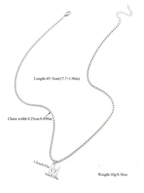 Men's Simple Letter Detail Pendant Necklace,  Fashion Jewelry for Party, Daily Clothing Decor, Trendy All-match & Exquisite Jewelry for Birthday Gift 1