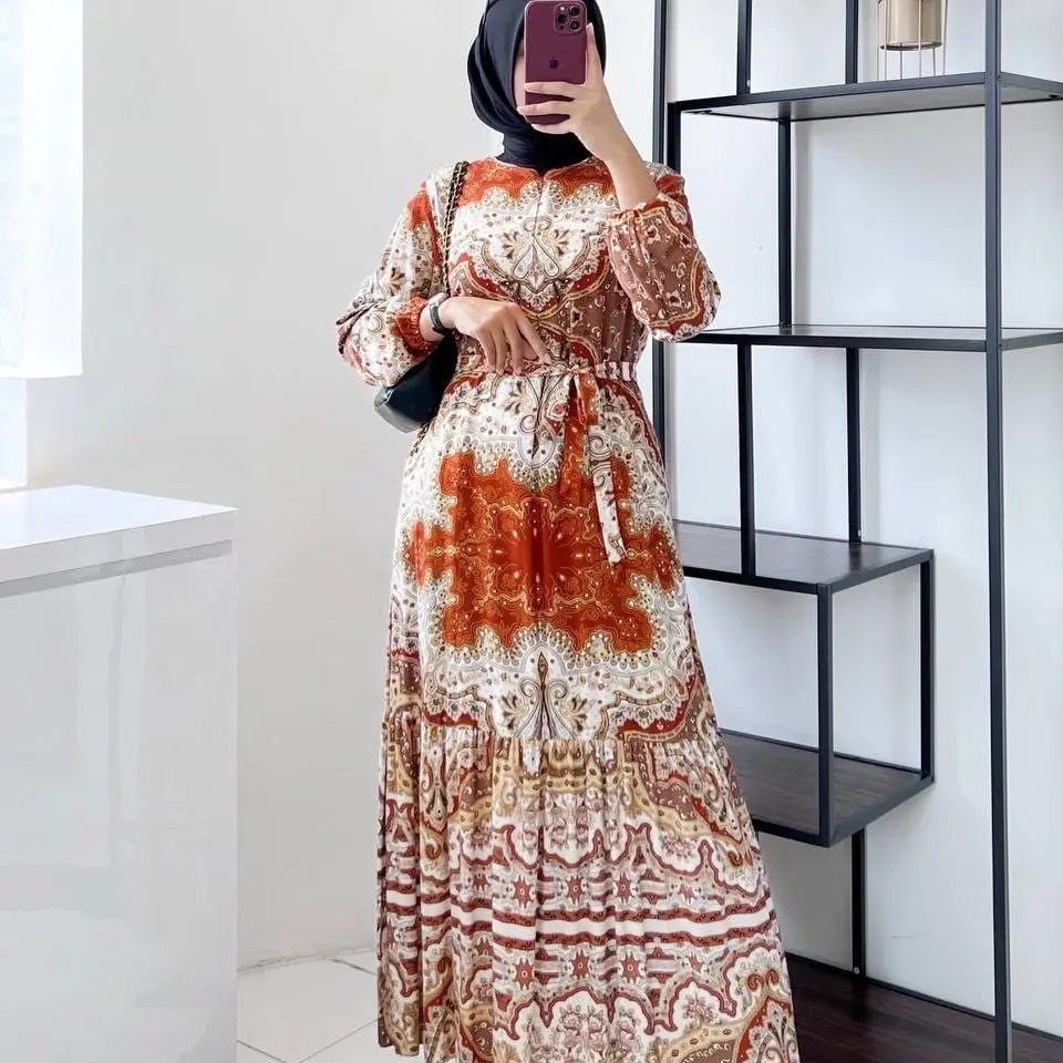 TESLA HOMIE DRESS CORAL // BAHAN RAYON PREMIUM // BAHAN JATUH // BAHAN TIDAK MUDAH KUSUT DAN LEMBUT V-Neck Kain Muslim
