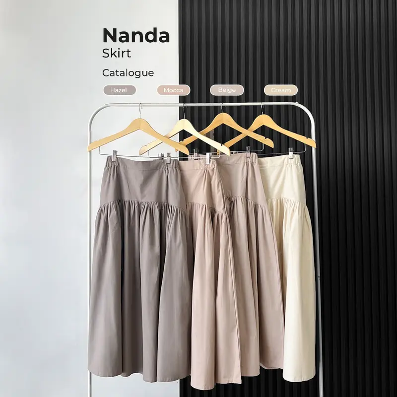 YEPPUOUTFIT - Nanda Skirt | Basic Bawahan Rok Wanita Panjang Muslim Adem Nyaman Girly Outfit Casual Hijab Style Katun Serut 7