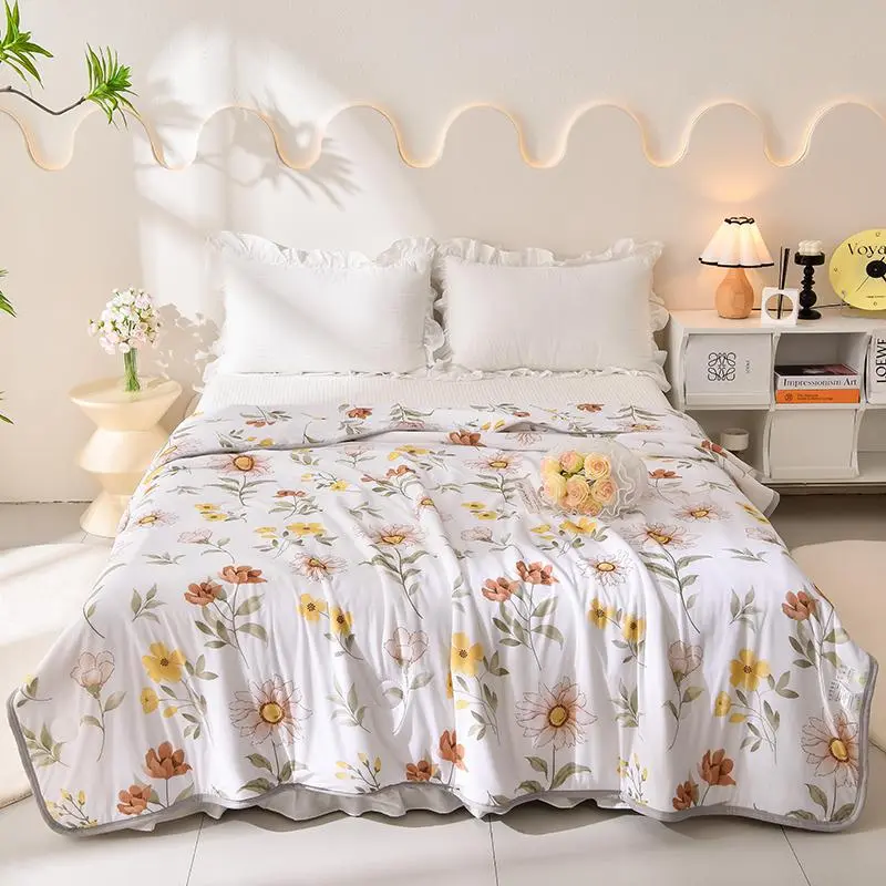 Product Introduction of Floral Print Bedspread, 1 Count Soft Lightweight Fitted Sheet, Comfy Breathable Bedding for Home Bedroom Hotel 0