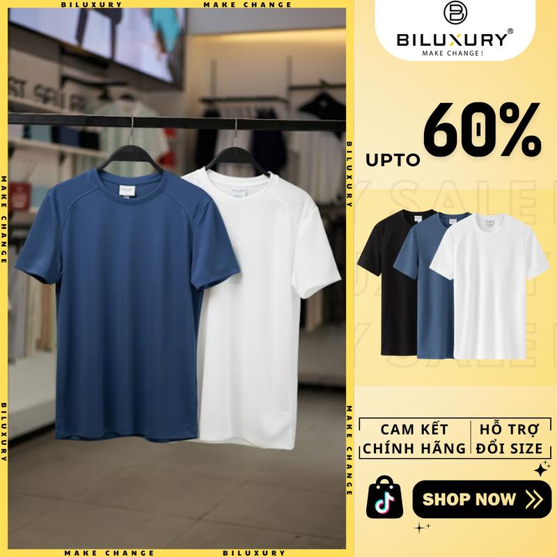 [MUA 2 TÍNH TIỀN 1]Áo Thun Nam BILUXURY Basic, Co Dãn, Chống Nhăn 8APKB Form Slimfit Ôm Vừa, Thoải Mái - Menswear T-shirt Top Áo Phông Cổ Tròn Đen