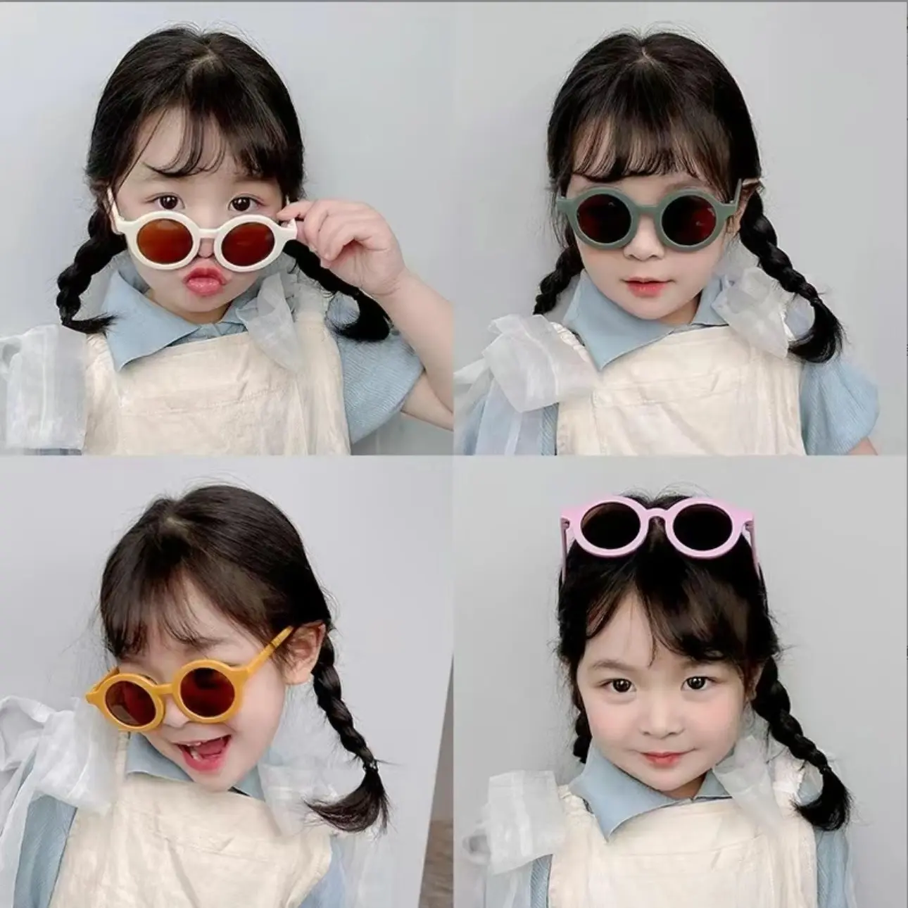 [Sâu Béo Shop] KT01 - Kính Mát đi biển mắt tròn cho bé trai bé gái chất liệu nhựa dẻo cao câp phong cách thời trang