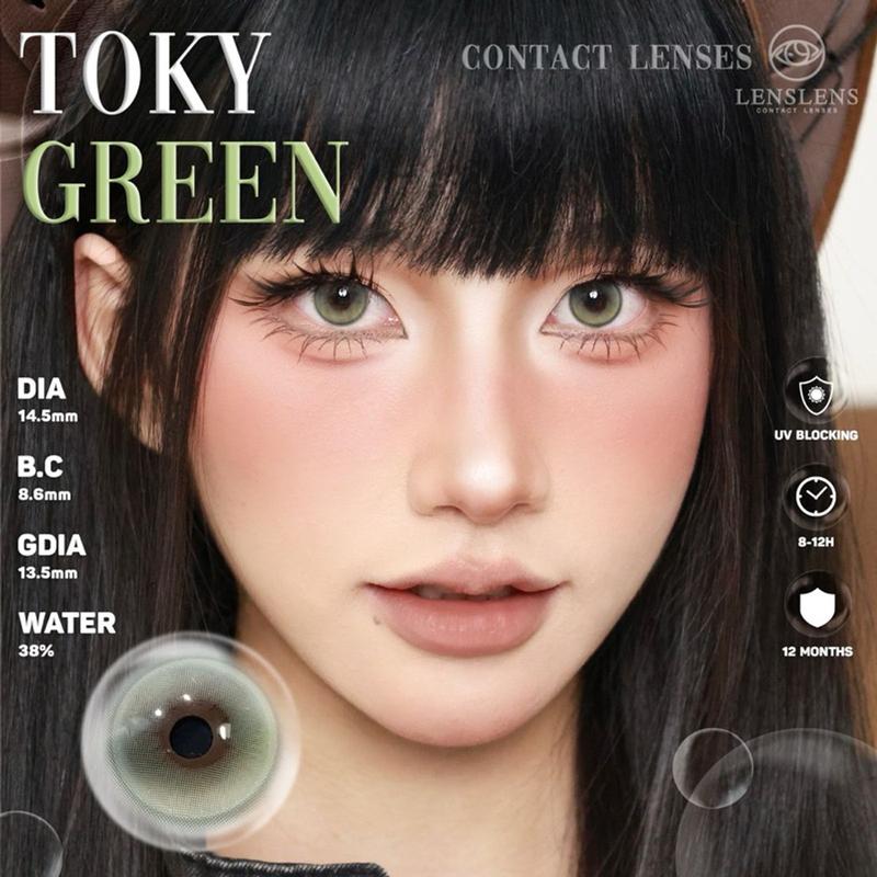 Lens Mắt Kính Áp Tròng Xanh Viền Mỏng Tự Nhiên Toky Green Size 14.2mm