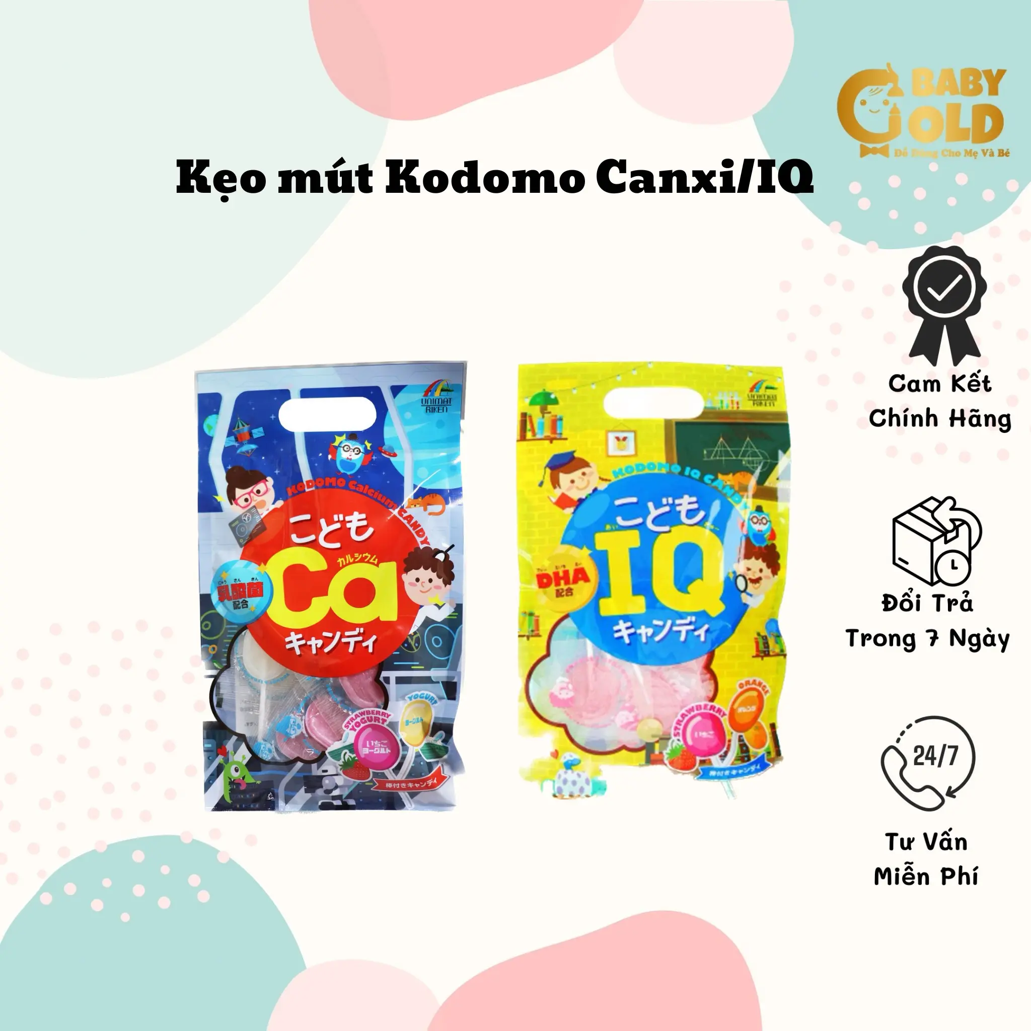 [ HÀNG CHÍNH HÃNG ] KẸO MÚT KODOMO/ POP CANDY BỔ SUNG CANXI/IQ  GÓI/10 CÂYKODO
