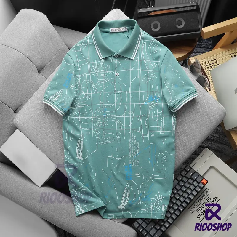 Áo thun nam polo vnxk, áo thun có cổ họa tiết thiết kế cao cấp đen, trắng, xanh LUMOZ RSP026, có size lớn, big size 3