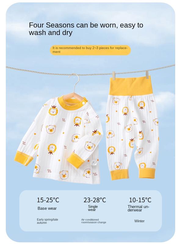 Product Introduction of Bộ Quần Áo Mùa Thu Cho Em Bé Chất Liệu Cotton Nguyên Chất, Đồ Lót Giữ Nhiệt Cho Trẻ Em, Áo Liền Quần Dài Cho Em Bé Đồ Ngủ Xẻ Tà Cho Bé Trai, Thích Hợp Cho Bé Gái, Lý Tưởng Cho Cơ Sở Mùa Xuân Và Mùa Thu Thun 9