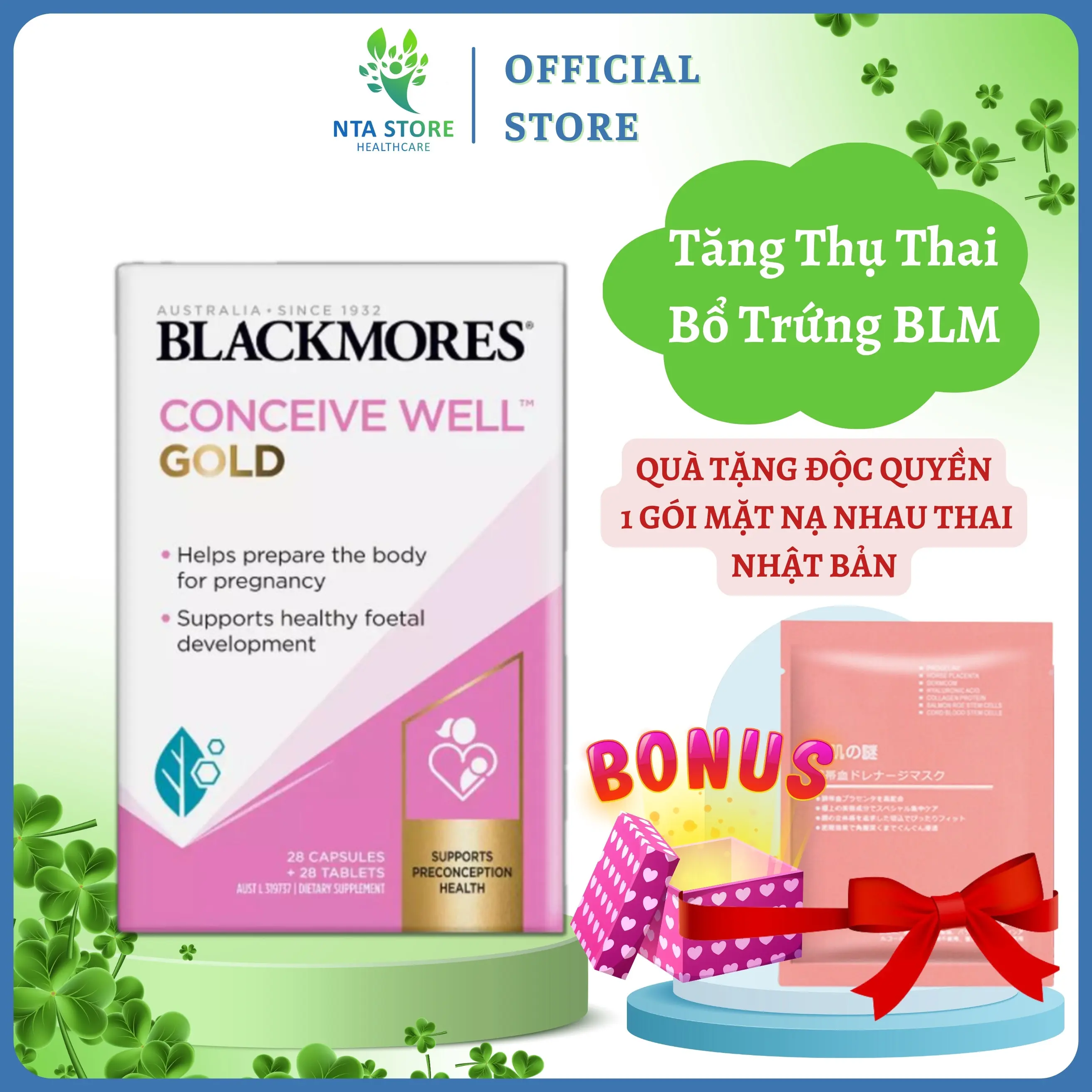 [Tặng 1 Quà] Viên Uống Tăng Thụ Thai Bổ Trứng Mẫu Mới Date Mới - Blackmores Conceive Well Gold 28 ngày