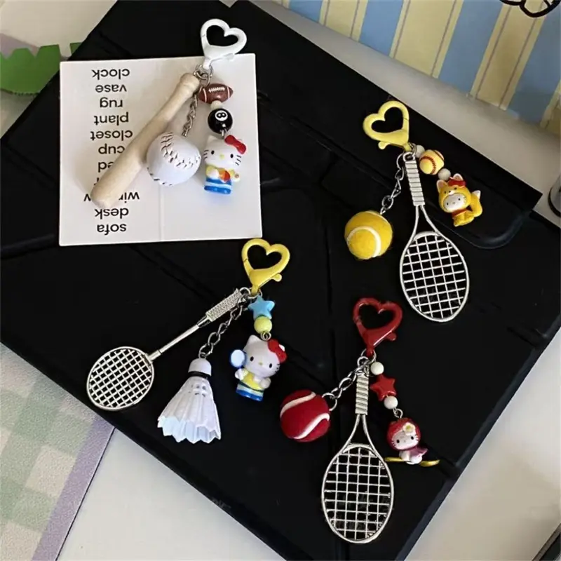 Mặt Dây Chuyền Mèo Kitty Mới Móc Chìa Khóa Cầu Lông Mèo Kitty Bóng Chày Mặt Dây Chuyền Cặp Sách Học Sinh Dễ Thương Quà Tặng Sáng Tạo Quyến Rũ Điện Thoại Di Động Móc Khoá Móc Chìa Khoá Móc Khóa Women 0