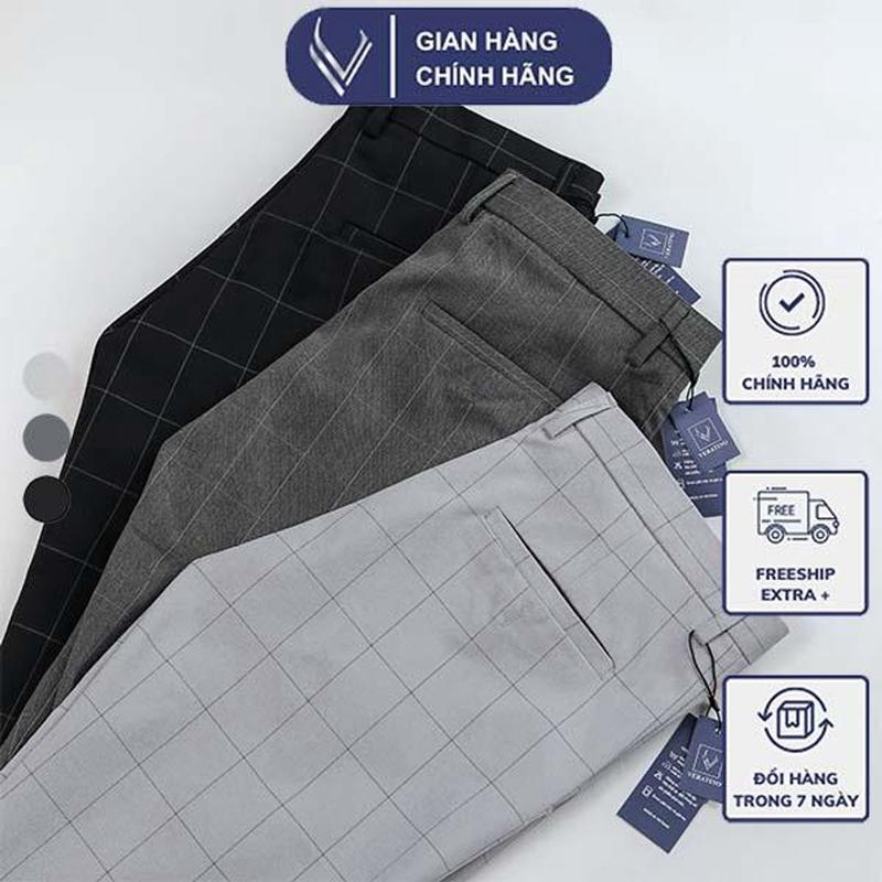 Quần Âu Nam Cotton Hoạ Tiết Kẻ Karo Quần âu nam Cao Cấp Form Đẹp Quan Au Nam Dep Thương Hiệu Veratino
