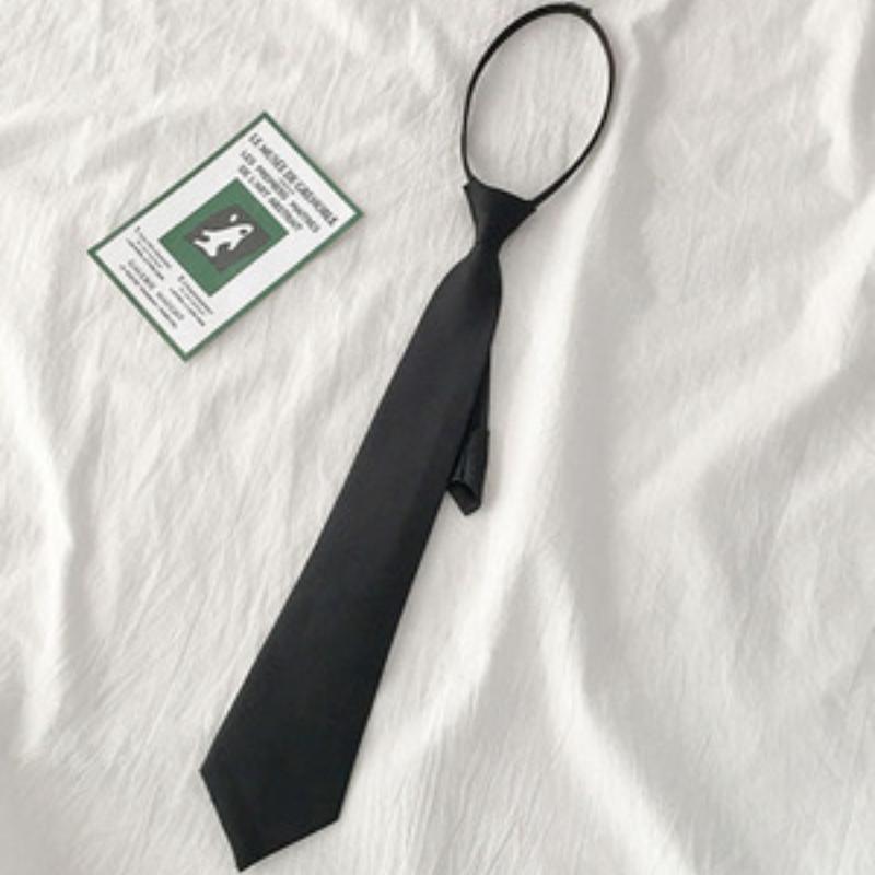 Product Introduction of 1pcs Pure Black Tie Summer Versatile Student Zipper Tie 3