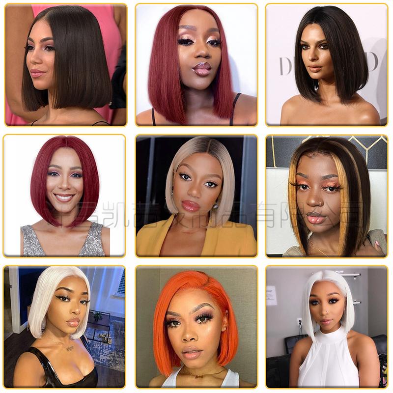 Product Introduction of Xuchang Wig European and American Medium Short Straight Hair Bobhaircut Wig Female Hair Wigs Front Lace Wig Head Cover on Sale 8