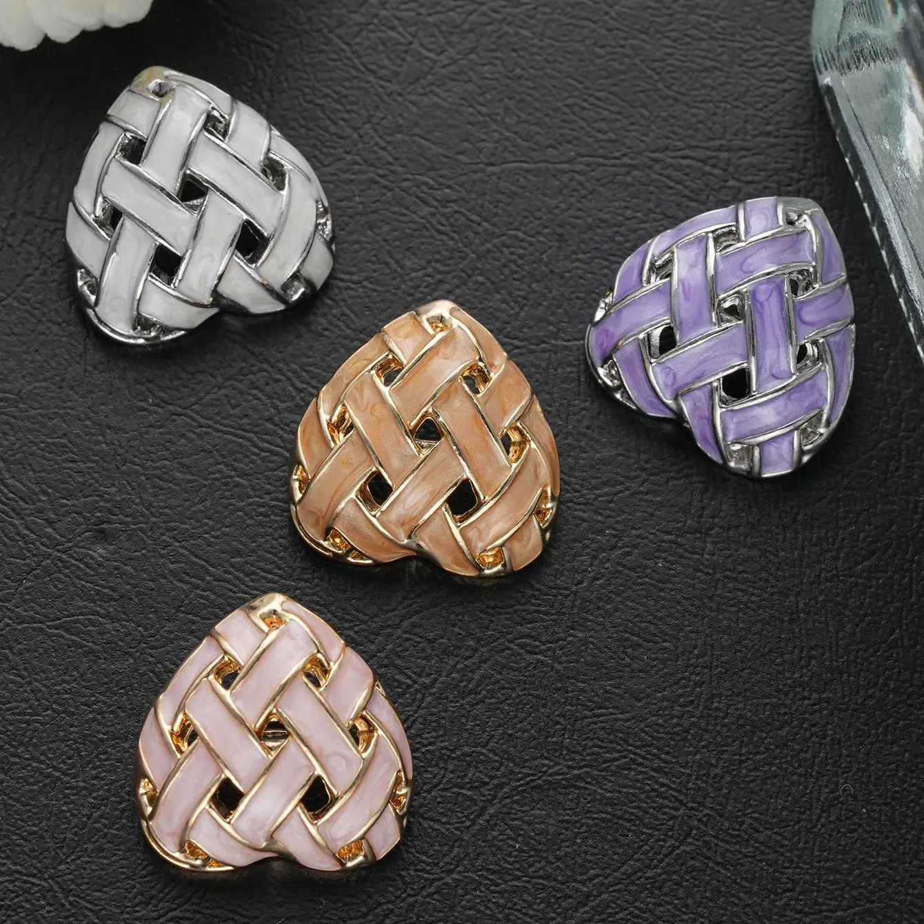 Hollow Out Heart Design Button, 6 Counts/pack Rhinestone Decor Clothes Button, DIY Sewing Accessories for Clothes, Shoes, Bag, Hat