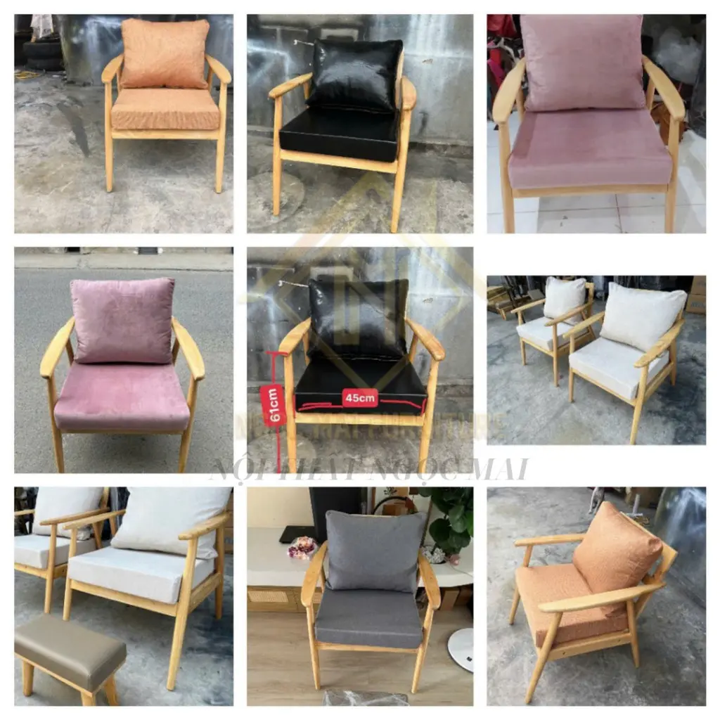 Ghế Sofa Gỗ Tự Nhiên | Sofa Đơn cao cấp - Ghế Nail