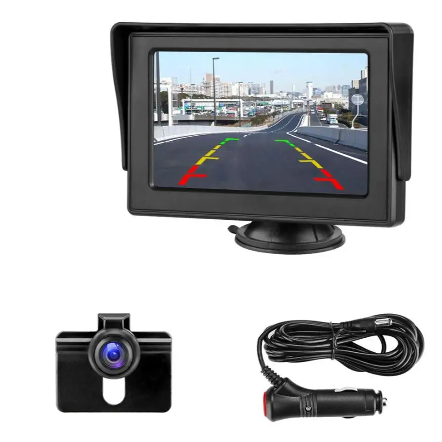 4.3 Inch HD Backup Camera, Rear View Monitor for 12V Car, Easy Installation Plug and Play Car Rear View Monitor with Stents & Sucker